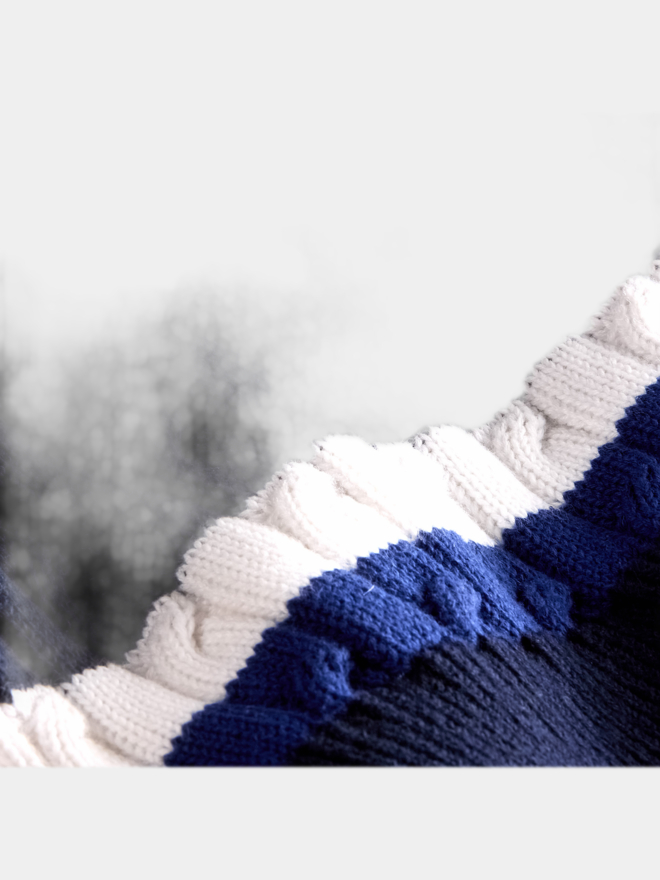 Daniel Springs Retro Zopf Pullunder Strick navy