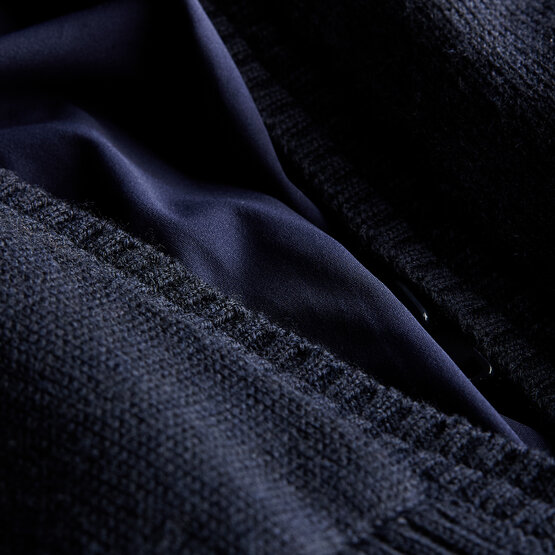 Valiente Jacke Zopf- Windstopp Strick navy