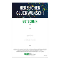 Golf House Gutschein zum Drucken Glückwunsch bunt