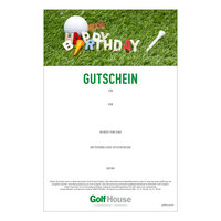 Golf House Gutschein zum Drucken Birthday