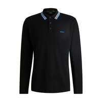 BOSS Plisy Langarm Polo schwarz