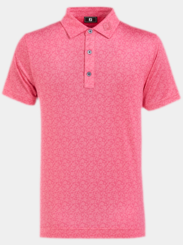 FootJoy Malovaná květinová polokošile Lisle s polovičním rukávem růžová