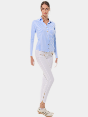 MDC  Button Down Langarm Polo hellblau