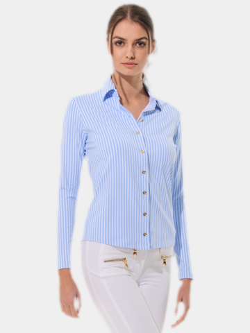 MDC  Button Down Langarm Polo hellblau