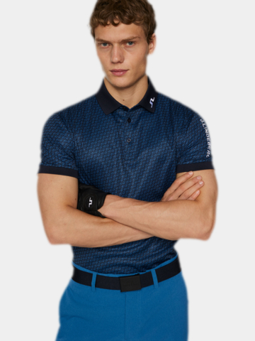 J.Lindeberg  Tour Tech Print Halbarm Polo navy