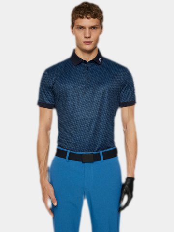 J.Lindeberg  Tour Tech Print Halbarm Polo navy