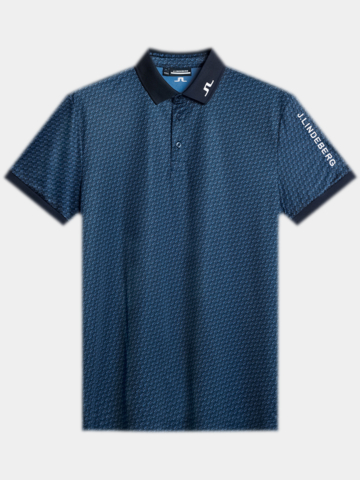 J.Lindeberg  Tour Tech Print Halbarm Polo navy