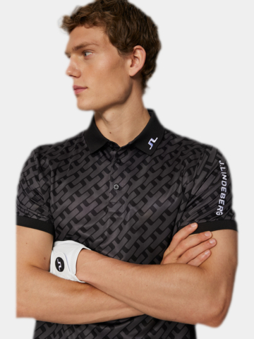 J.Lindeberg  Tour Tech Print Halbarm Polo schwarz