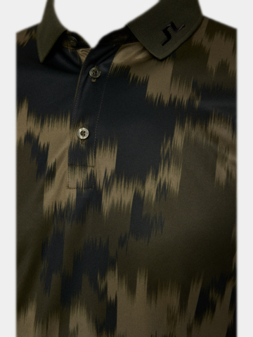 J.Lindeberg  Tour Tech Print Halbarm Polo oliv
