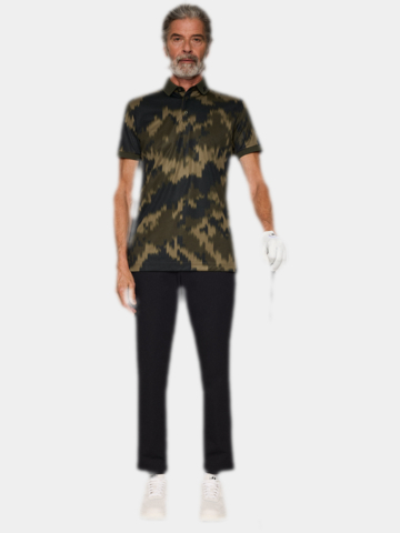J.Lindeberg  Tour Tech Print Halbarm Polo oliv