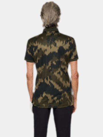 J.Lindeberg  Tour Tech Print Halbarm Polo oliv