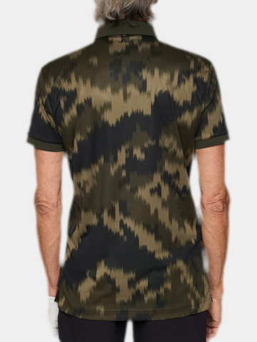 J.Lindeberg  Tour Tech Print Halbarm Polo oliv