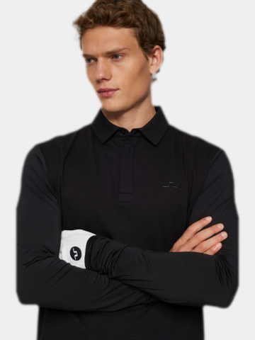 J.Lindeberg Sean Hybrid Langarm Polo schwarz