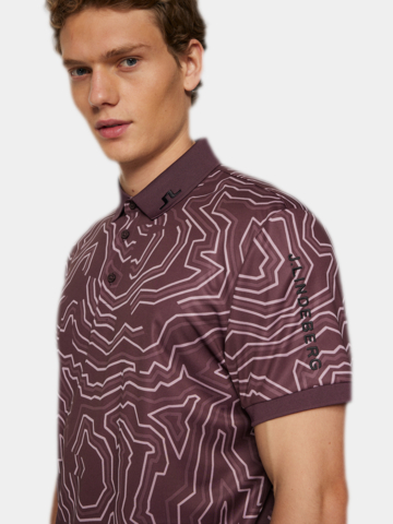 J.Lindeberg  Tour Tech Print Halbarm Polo beere