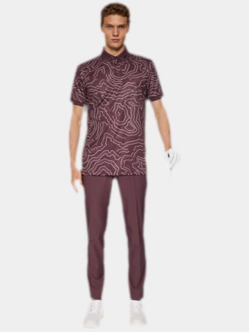 J.Lindeberg  Tour Tech Print Halbarm Polo beere