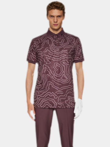 J.Lindeberg  Tour Tech Print Halbarm Polo beere