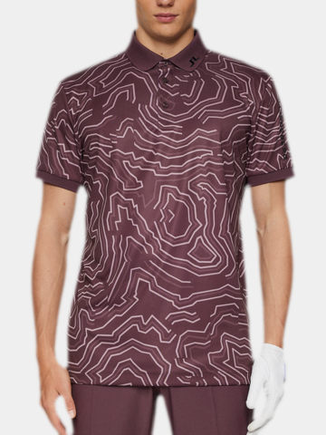 J.Lindeberg Tour Tech Print Halbarm Polo beere