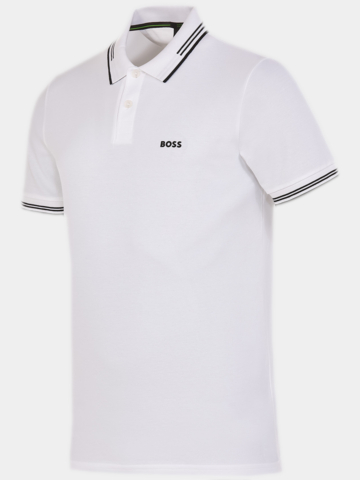 BOSS  Paul Halbarm Polo weiß