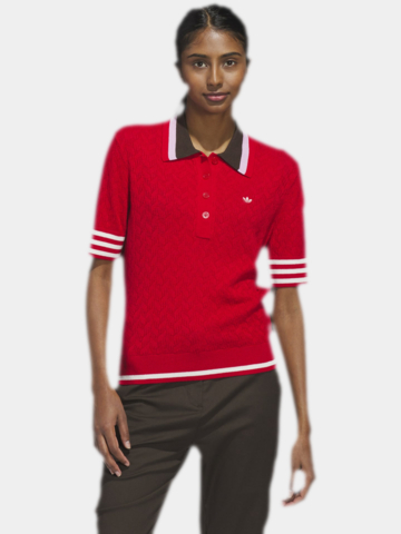 MR Knit Polo W Halbarm rot