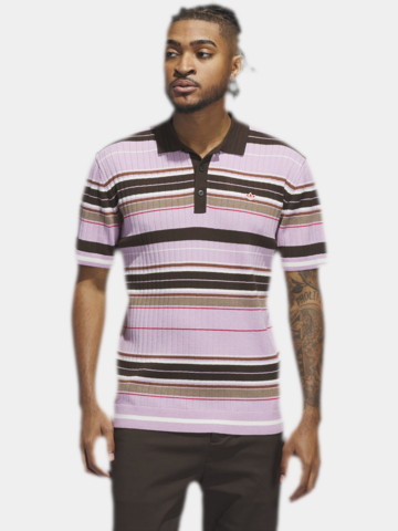 MR Stripe Halbarm Polo rosa