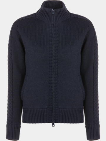 Valiente Jacke Zopf- Windstopp Strick navy