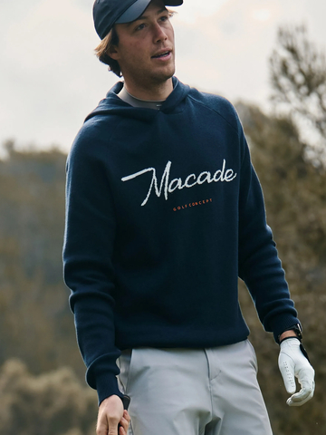Macade Golf Signature Knit Hoodie Pullover Strick navy